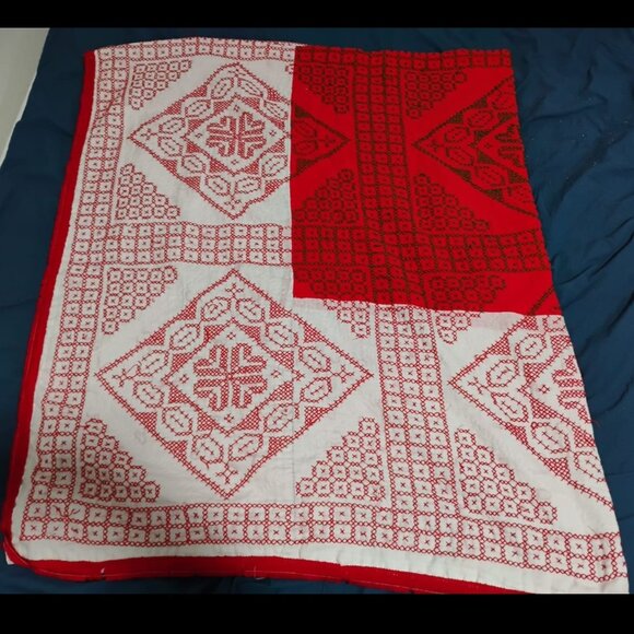Blanket, Bedsheet, Handmade beautiful Cotton Nokshi Katha 85" by 65" - Picture 1 of 2